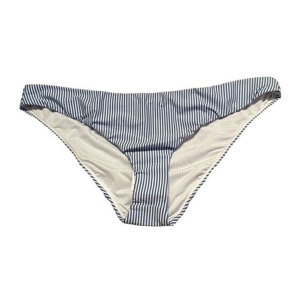 J. Crew Hipster Bikini Swim Bottom in Seersucker Blue White Stripe Sz XXL NEW - Picture 2 of 6